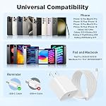 Hzevn pour iPhone 16 Chargeurs charge rapide,paquet de 3 20W USB C Bloc chargeur avec 6,6/6,6/10pi de long USB C à USB C Câble pour iPhone 17/16/15 Pro Max/15 Pro/15 Plus