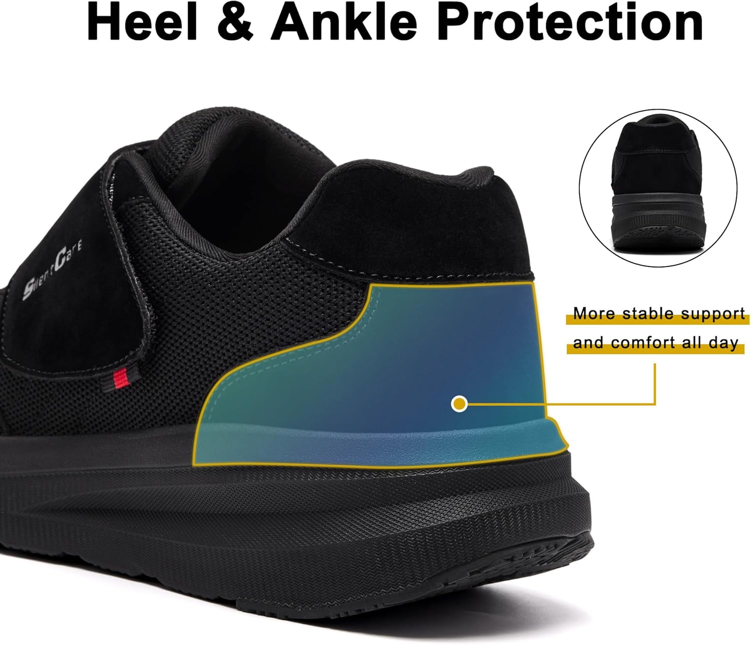 SILENTCARE Diabetic Shoes for Men Wide Width Slip-on Shoes for Swollen Feet Adjustable Walking Shoes for Elderly Foot Pain Relief Neuropathy - Image 6