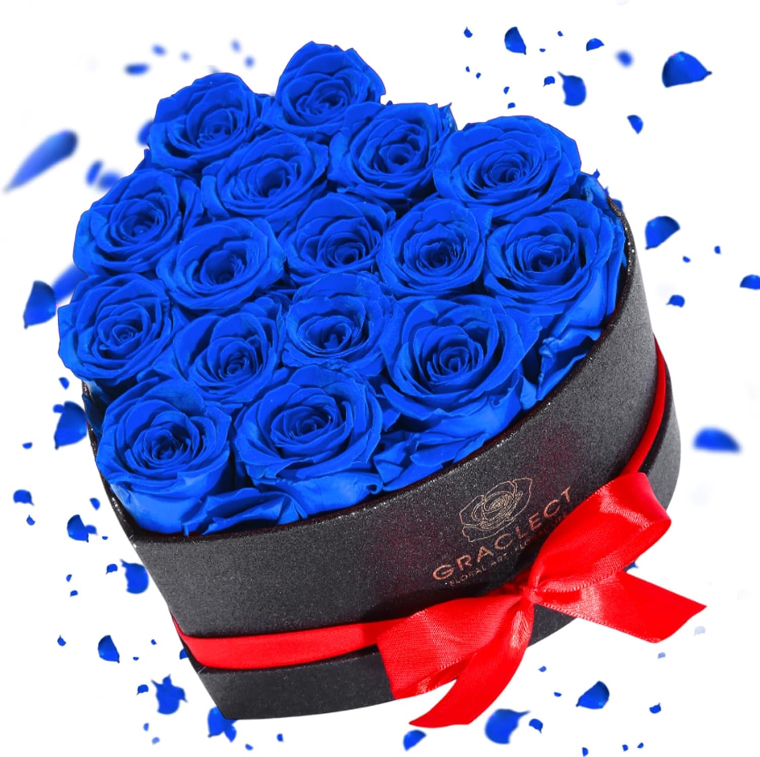 Graclect 16 Red Roses In Heart-Shaped Box - Eternal Preserved Roses Gift For Valentine's, Anniversary, Her