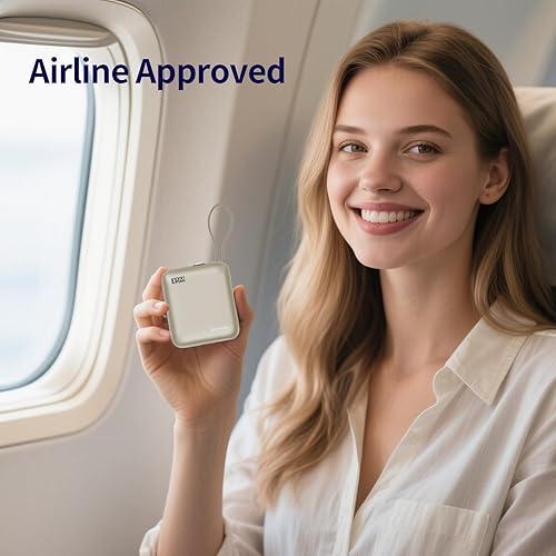 Miniatura 6 de Hichain Cargador portátil de batería, batería esencial de viaje de 10000 mAh, 22.5 W, con cables USB C integrados, cargador de teléfono mini de