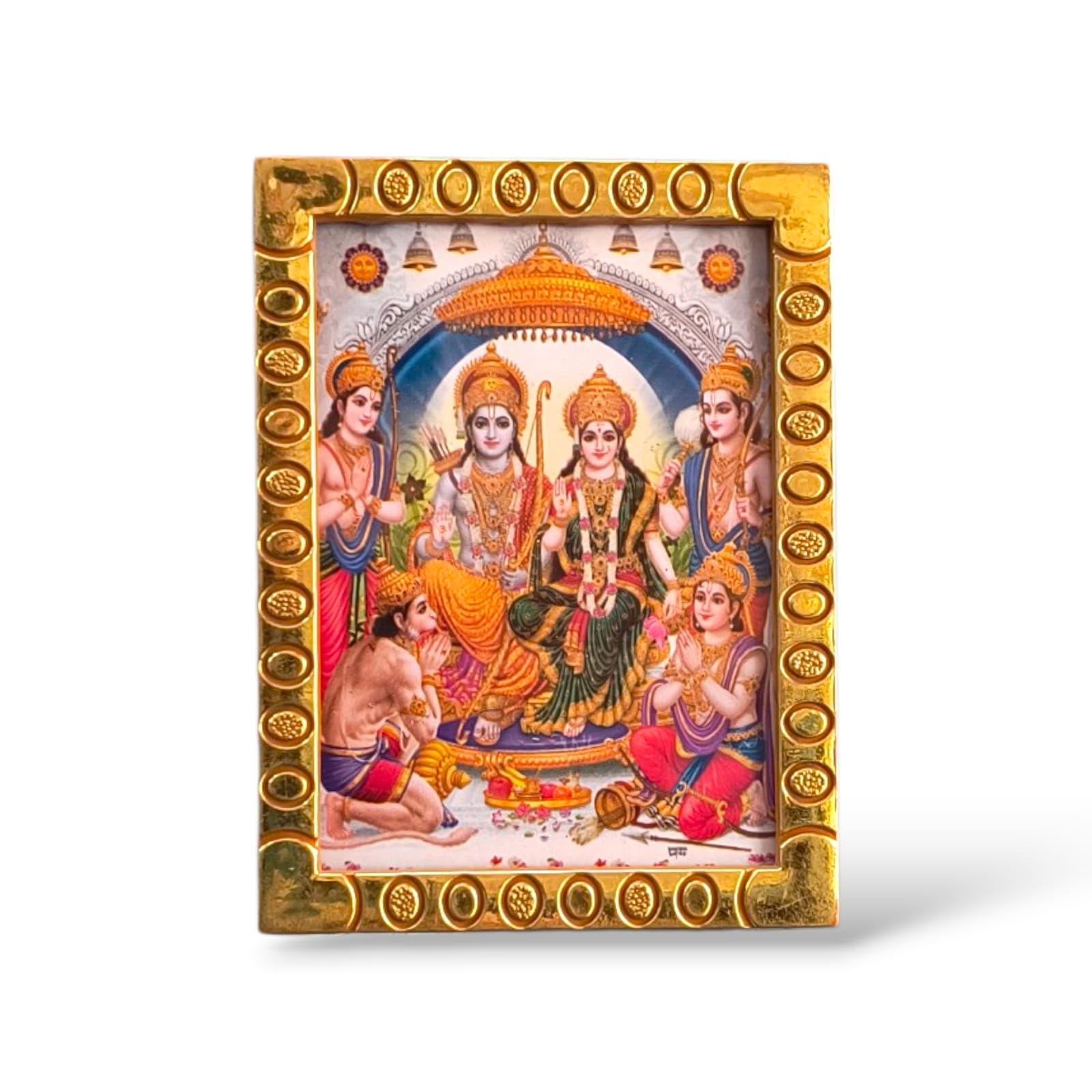 Small Shri Ram Darbar Table Top Photo Frame – Golden Finish | 9 x 6.5 cm | Religious Frame for Home Temple & Office-image-41