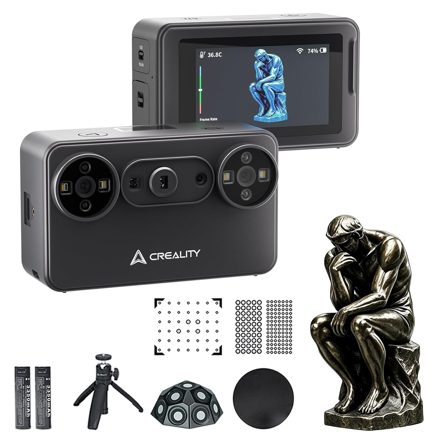 Creality Pika 3D-Scanner, Tragbarer Kabelloser mit 0.03mm Genauigkeit