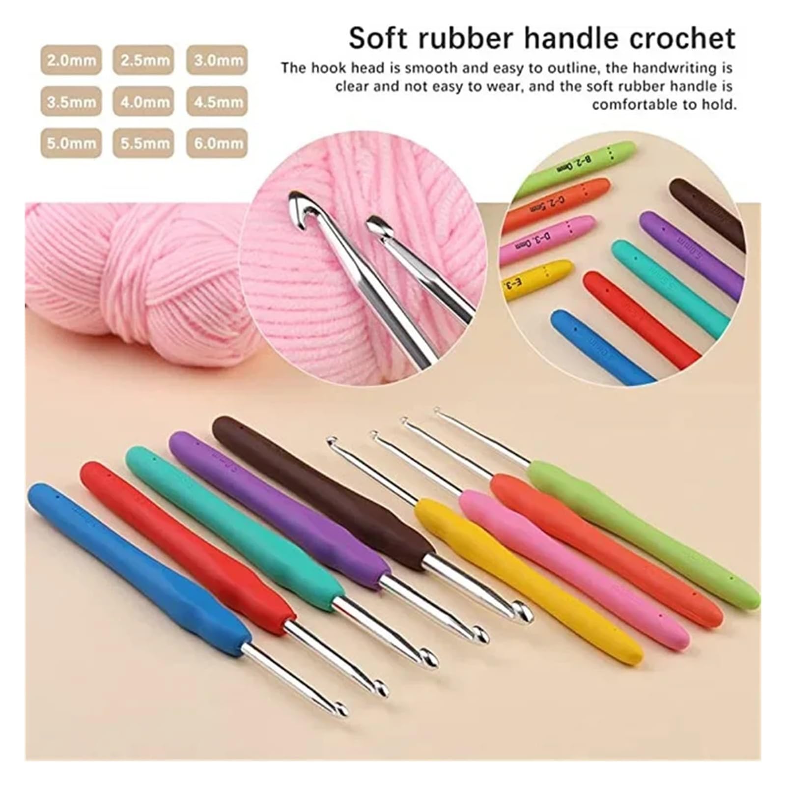 OPIGJUFD Kits de Ganchillo Juego de bolsa crochet portátil, herramienta for tejer lana, regla costura, agujas, hilo, kit completo material para Proyectos de Manualidades(107 pcs set)