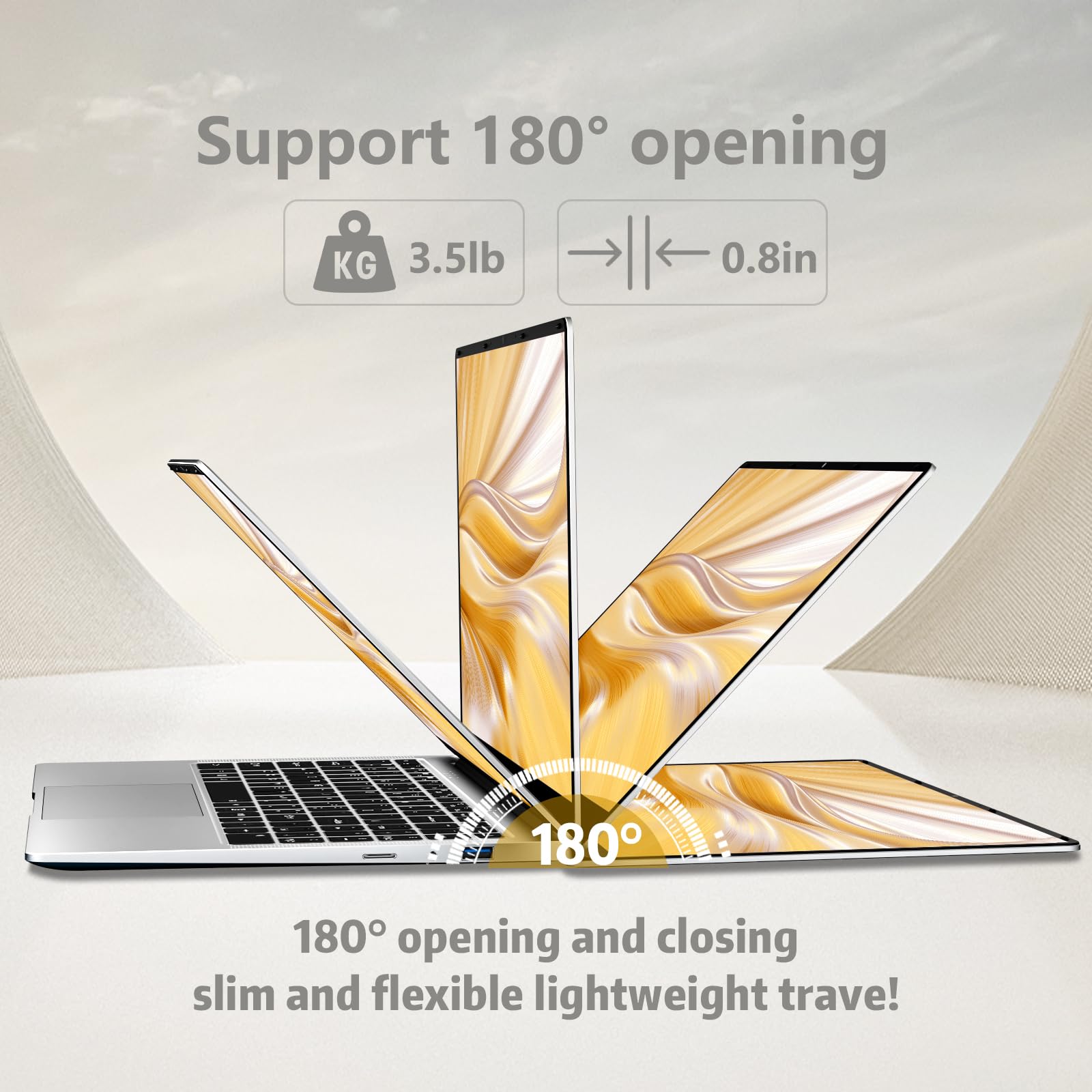 Ordinateur Portable 15,6", Celeron N4000 Portable, PC Portable Ordinateur 1920 * 1080 FHD IPS Laptop 8Go DDR4 RAM 256Go SSD, WiFi5/Mini-HDMI/USB3.0/BT4.2/Webcan, Carte TF Développer to 1To