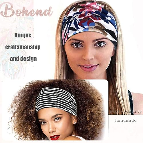 Miniatura 4 de Bohend Diadema bohemia para yoga banda elástica grande para deportes playa accesorios para el cabello para mujeres y niñas 8 piezas