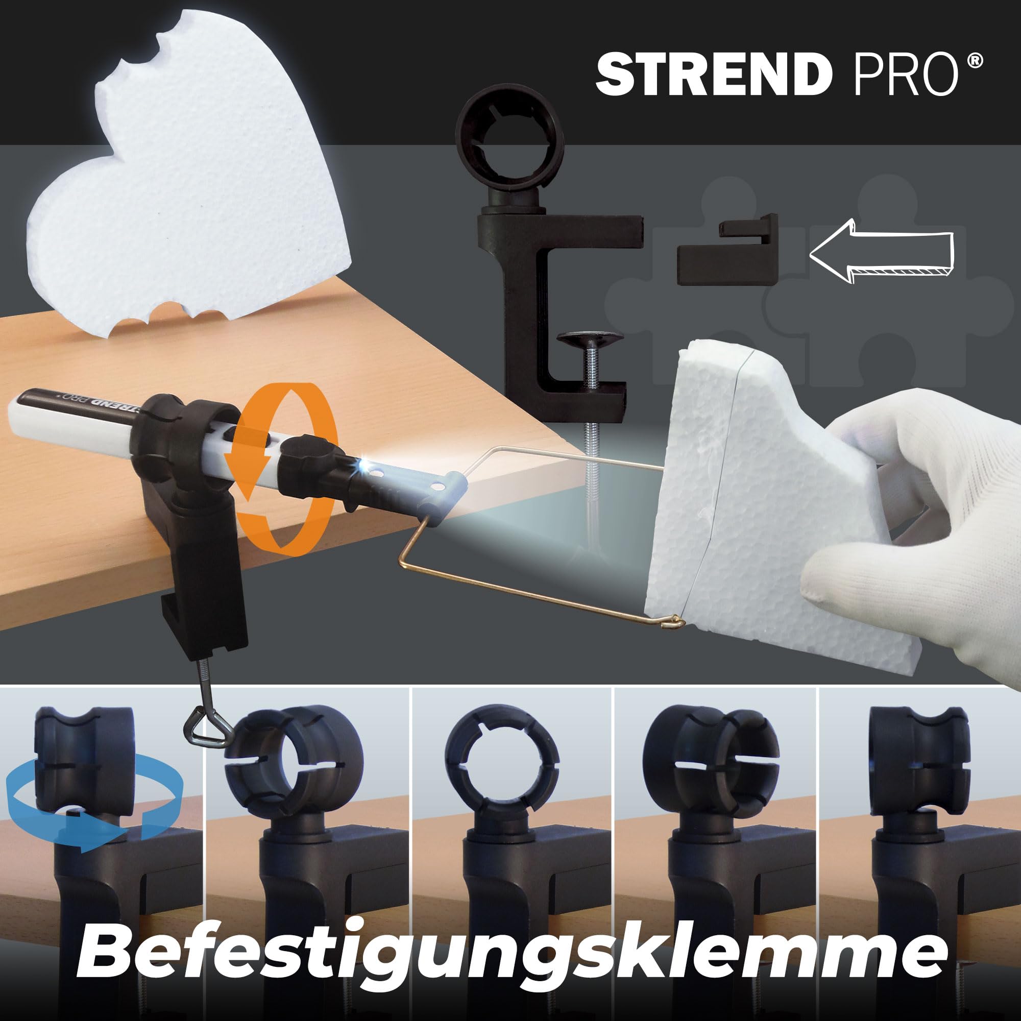 STREND PRO Styroporschneider heißdrahtschneider AKKU | 4-in1 Heißer Draht Styroporschneider 550°C für DIY-projekte | plastik koffer, USB-C, 10m Draht, messer adapters | Styropor schneider