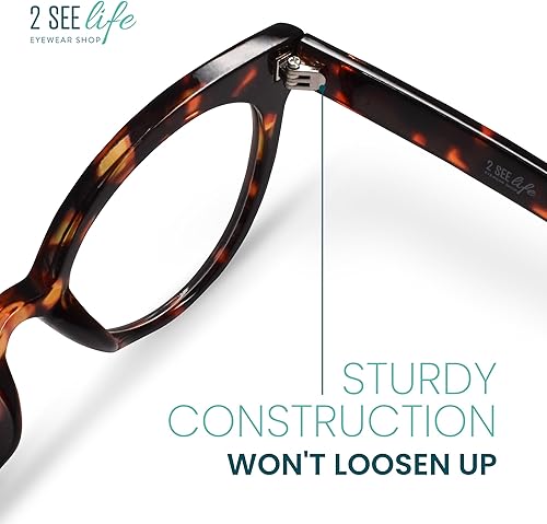 Miniatura 6 de Tortoise - Lentes de lectura de ojo de gato de gran tamaño para mujer para lucir elegante, a la moda con alta visión, cómodos para todas las formas