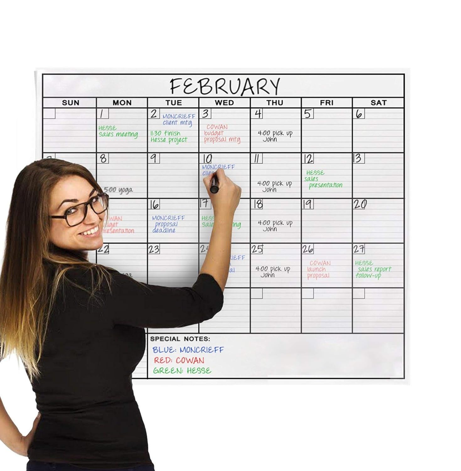 Dry Erase Laminated Jumbo Wall Calendar, Huge 24inch by 36Inch Size