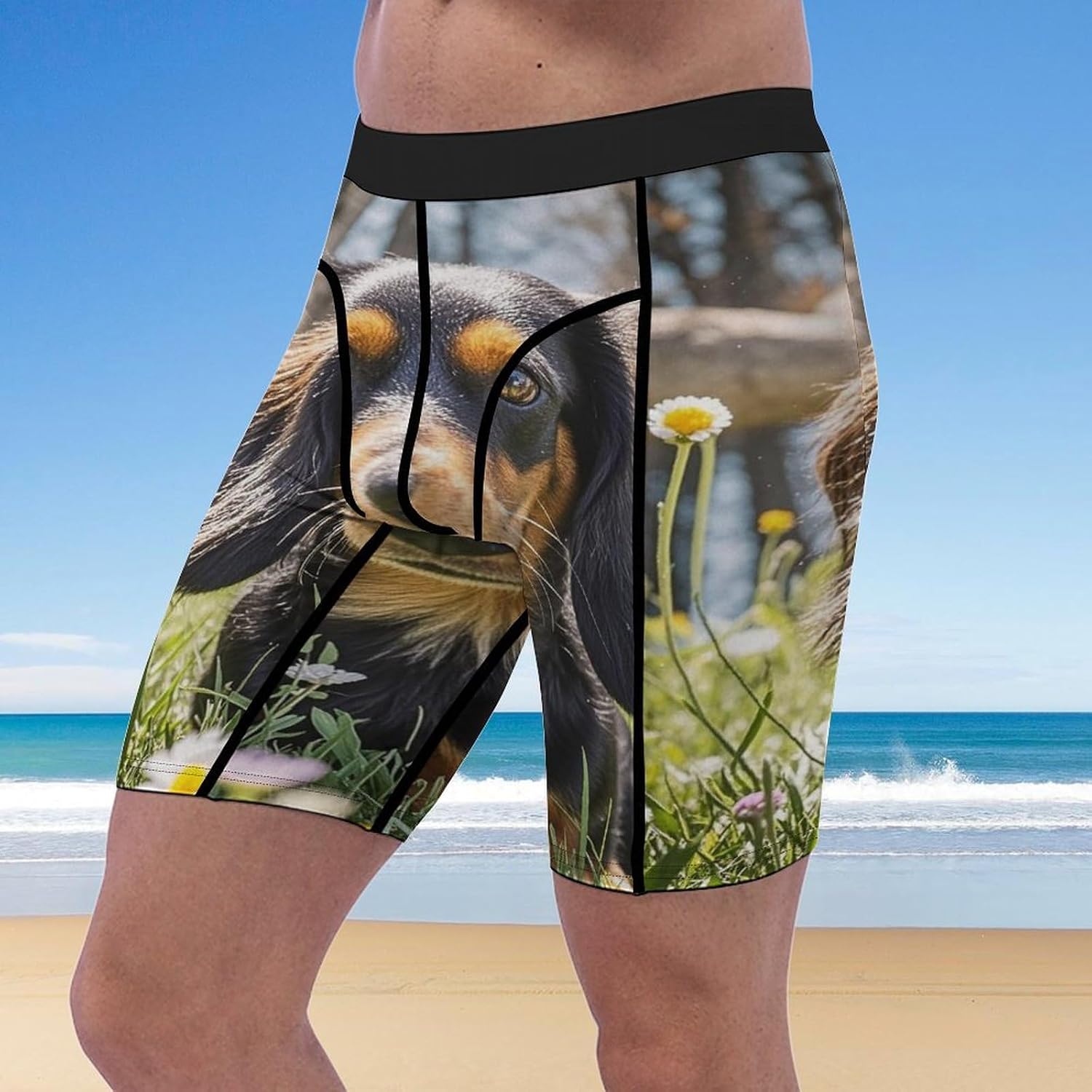 Cute Dachshund Compression Shorts Men Spandex Sport Shorts Workout Performance Baselayer Underwear