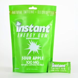 Energy Gum with 100mg Natural Caffeine, Sugar-Free, Electrolytes, Sour Apple, 15 Pieces