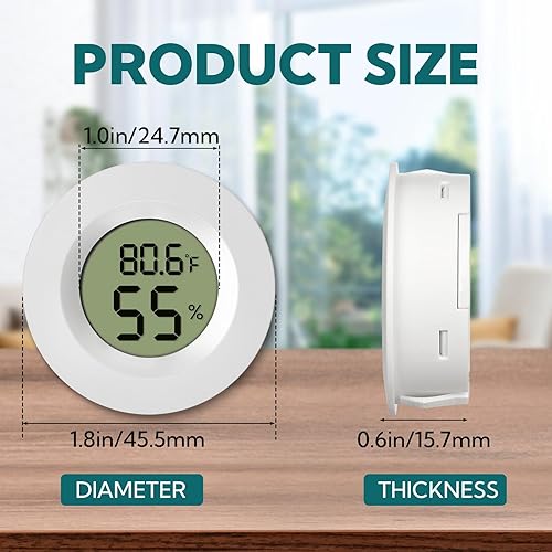 Miniatura 4 de Paquete de 4 mini higrómetros y termómetros, medidor digital de temperatura de humedad para interiores y exteriores (), para el hogar, invernadero,