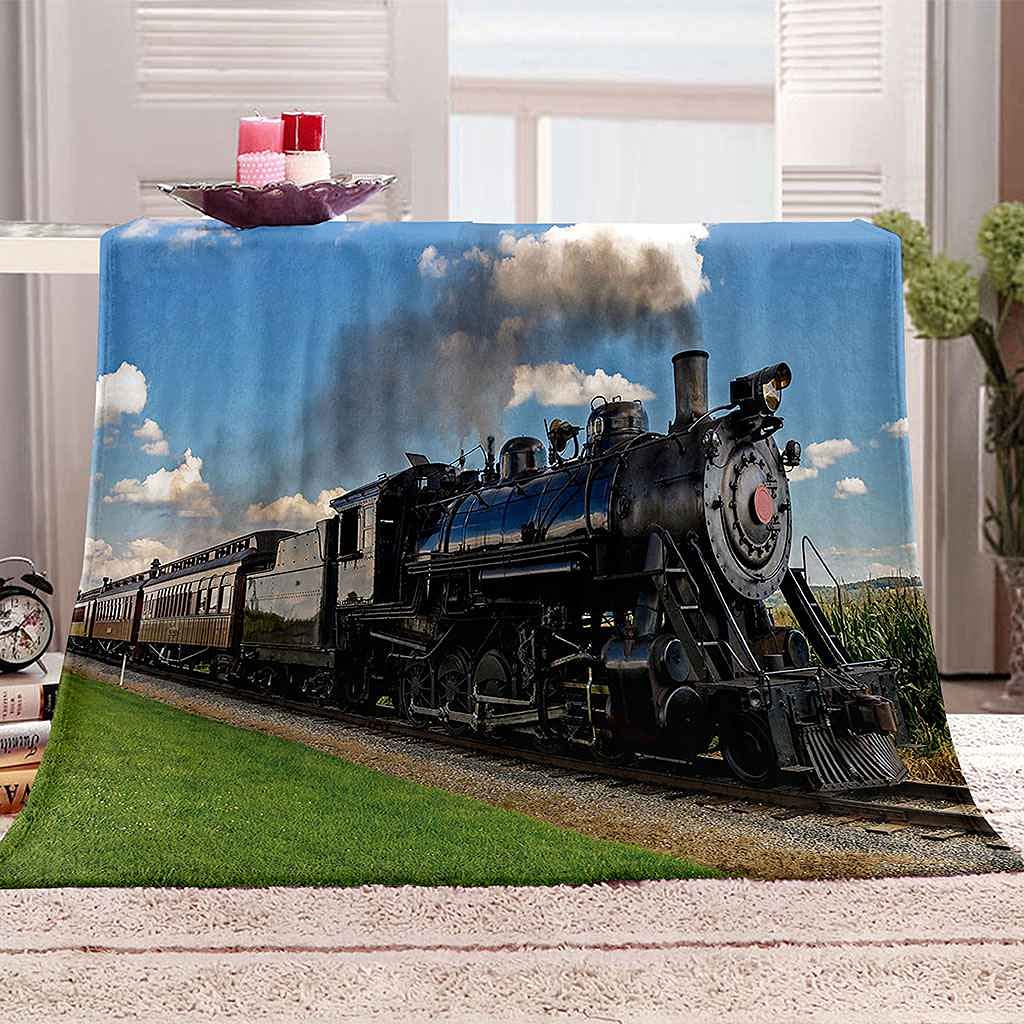 Couverture microfibre douce train noir pour vos soirées cocooning