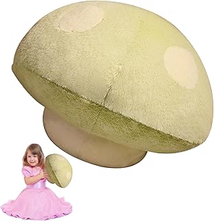 Mushroom Pillow 13.78x13.78 Inch 3D Mushroom Throw Pillow Cute Stuffed Mushroom Pillow Cushion Mushroom Plush Toy for Sofa Floor Home Decor Birthday Gift Throw Pillows