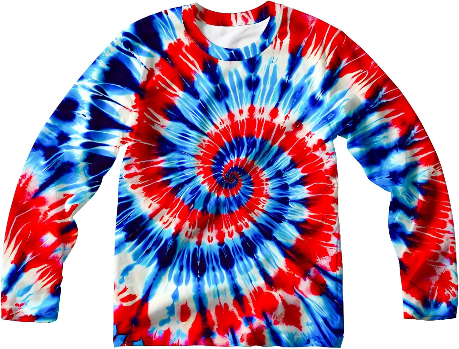 Unisex Tie Dye Long Sleeve Shirts Sun Protection UPF 50+ UV Adult Rash Guard Shirt for Women and Men