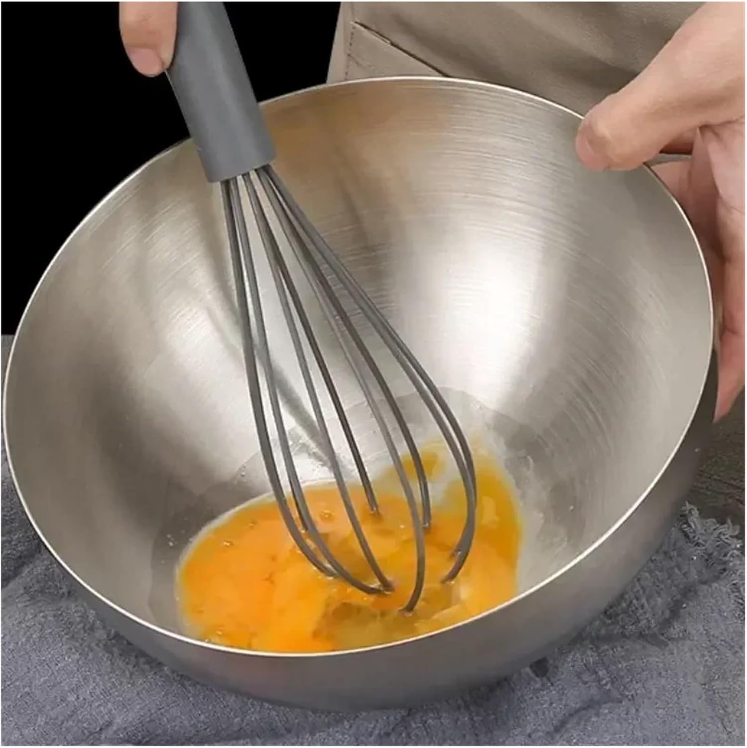 20CM Stainless Steel Gold And Silver Salad Bowl Rice Noodles Lamian Kitchen Tableware Food Container(Silvery)