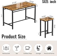 Vista 7 de AWQM Counter Height Dining Set, Industrial Kitchen Table and Chairs for 4 with Pub Table and 4 Bar Stools, 5 Piece Bar Table Set for Small Spaces
