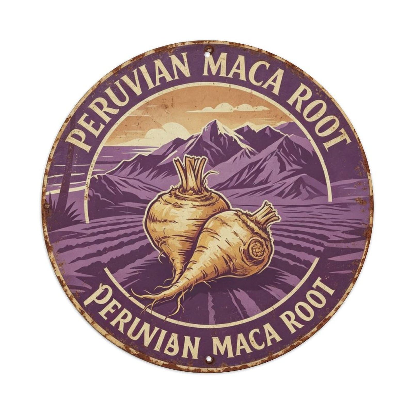 Peruvian Maca Root Metal Tin Sign Plaque