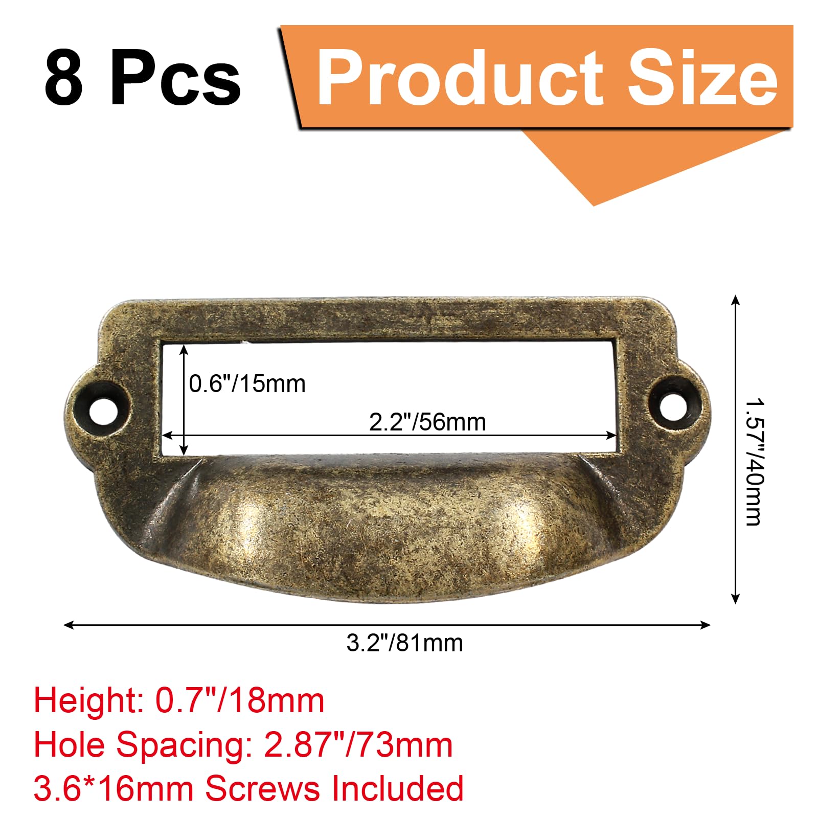 10 stuks antieke handgrepen doos label retro pull frame handvat naam kaarthouder knop for kast lade deur meubelbeslag (Color : 90x40mm