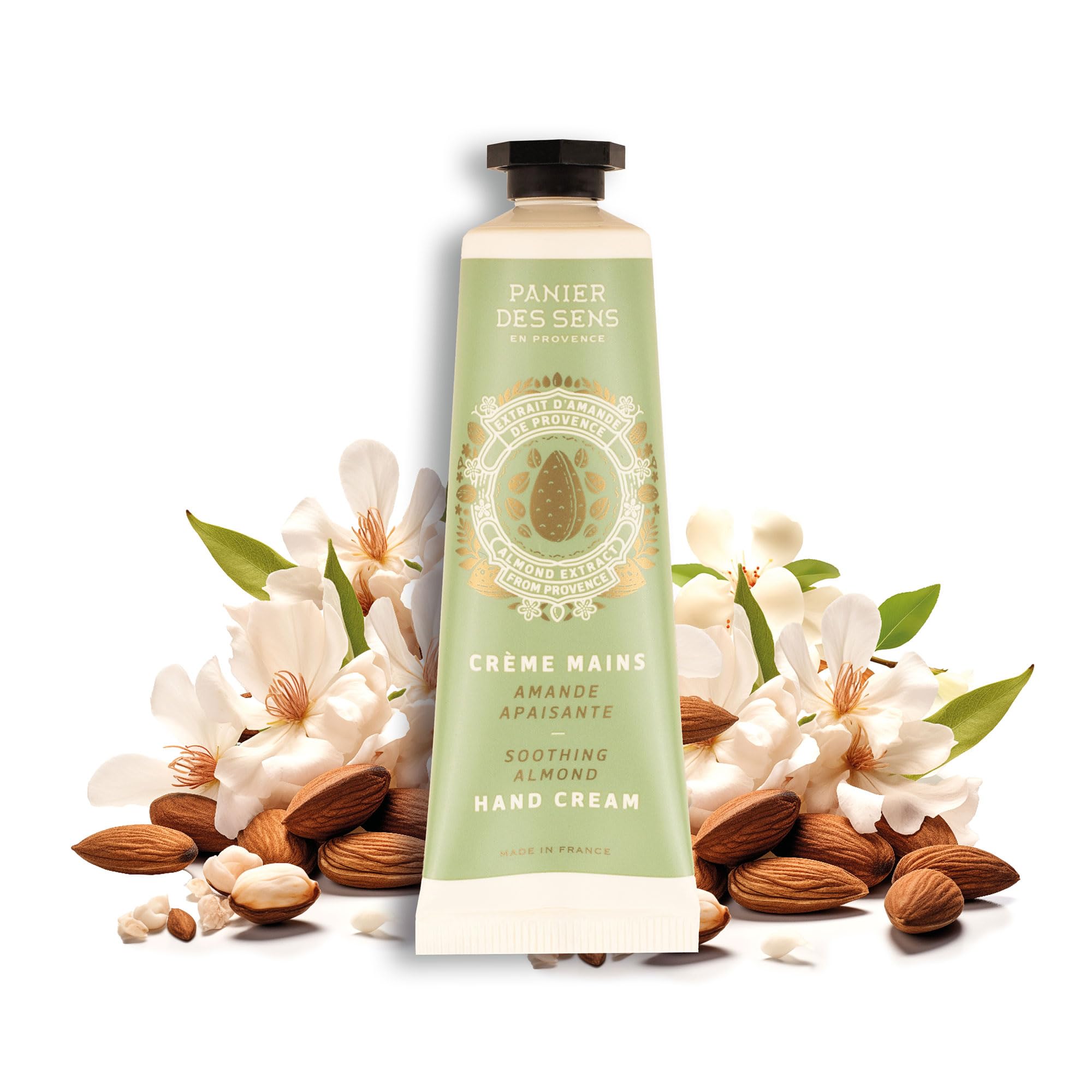 Panier des Sens - Almond Hand Cream for very Dry Hands and Skin - Vegan Hand Cream for Women and Men - With Shea Butter and Sweet Almond Oil - Made in France 97% Natural Ingredients - 30ml