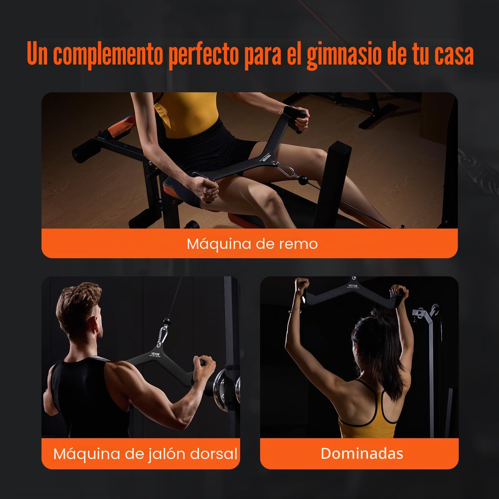 VEVOR Accesorios de tracción LAT, barra en T de remo para máquina de cable, barra en V, barra de tríceps, agarre de mango recubierto de goma, entrenamiento de fuerza de espalda, barra de tracción de
