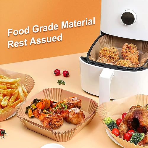 Miniatura 2 de Camcook Forro de papel desechable para freidora de aire 100 piezas de papel pergamino antiadherente resistente al aceite para freidora de aire de 2