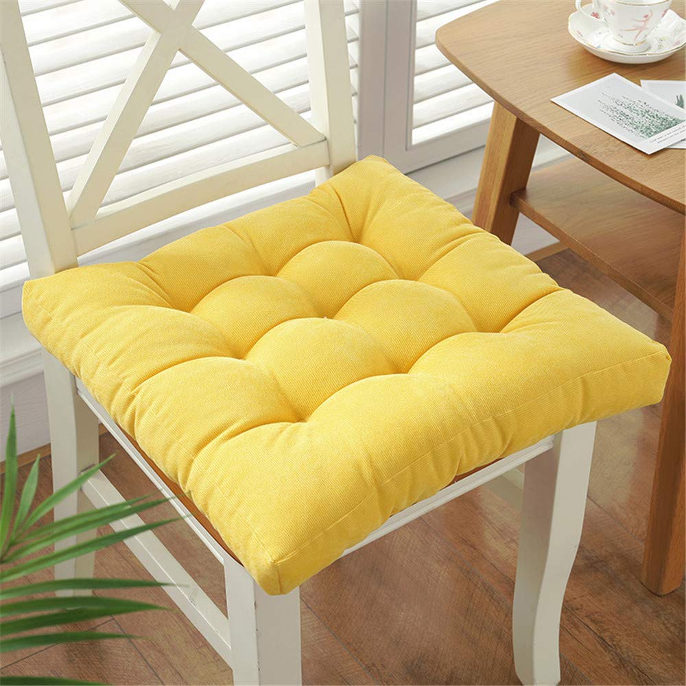Coussin de siege en velours cotele de qualite superieure jaune 45 x 45 cm