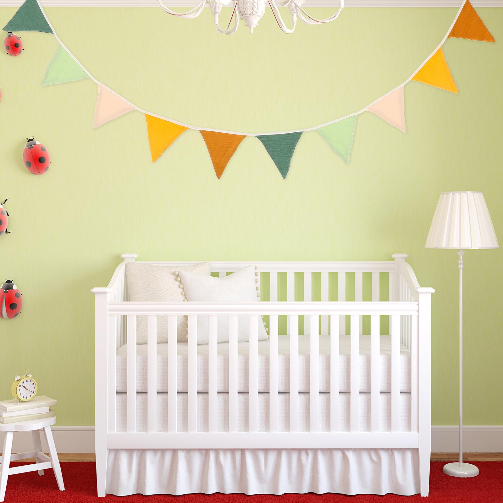 Yuanchu Guirlande De Fanions Pour Lit De Maison - Double Face - 300 Cm - En Mousseline De Coton - Décoration Murale