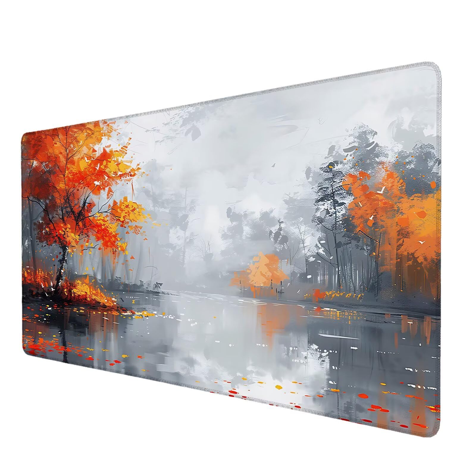 Podkładka pod mysz na jesień, duża podkładka pod mysz 900 x 400 mm, podkładka pod mysz do gier, podkładka na biurko ze zszytymi krawędziami, podkładka pod mysz do klawiatury, do pracy, gier, biura