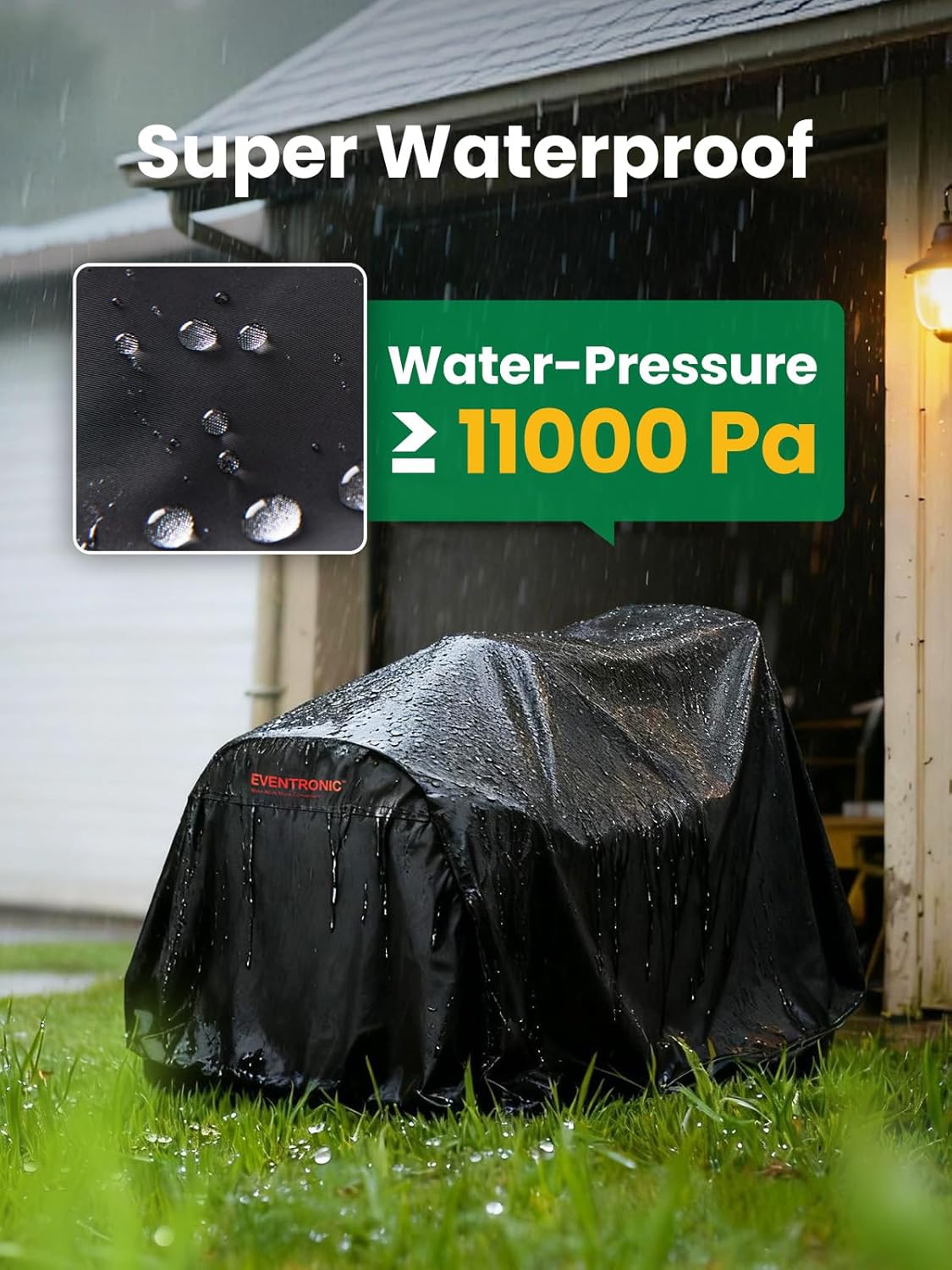 Riding Lawn Mower Cover, Eventronic 54“ Riding Lawn Tractor Cover Waterproof Heavy Duty Durable (420D-polyester oxford)