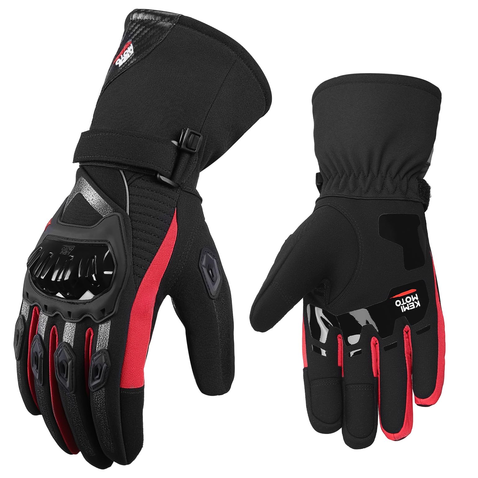 KEMIMOTO Guanti Moto Invernali, Guanti da Moto Termici Uomo Donna con Touch Screen e Impermeabile Protezione, Adatti da 0°C a 5°C, Ideali per Motociclismo a Ciclismo