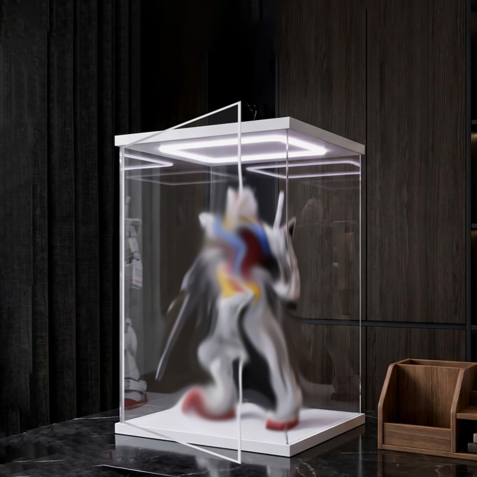 Acryl Vitrine Acryl-Figuren-Vitrine Mit Beleuchtung, 85 80 75 70 65 60 55 50 45 40 35 30 25 20 10 15 cm, Transparente Würfel-Vitrine(45x45x45cm/18x18x18in)