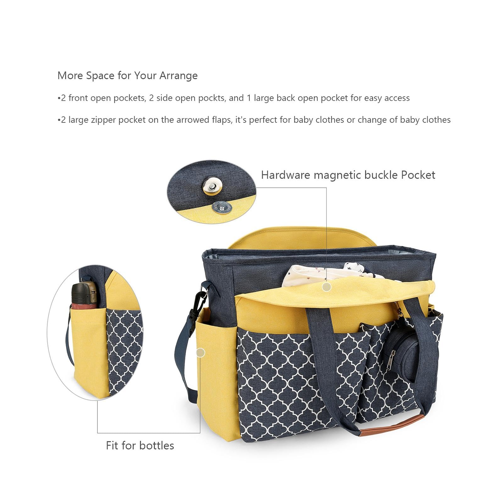 Bolsa de maternidad multifuncional para bebé, bolsa cambiadora de poliéster para mujer, ideal para lactancia, viajes y uso diario, diseño cómodo y elegante