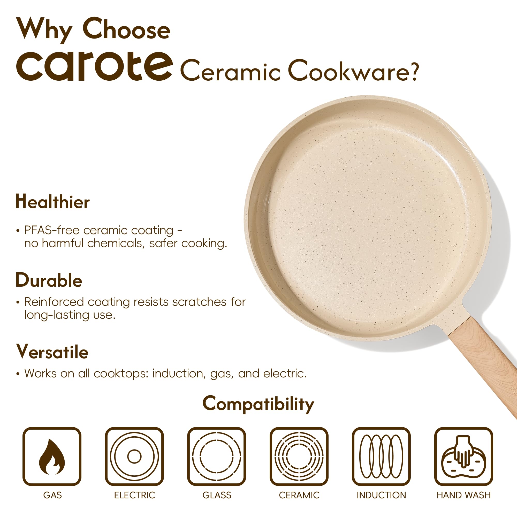 CAROTE 10" Ceramic Nonstick Frying Pan -8
