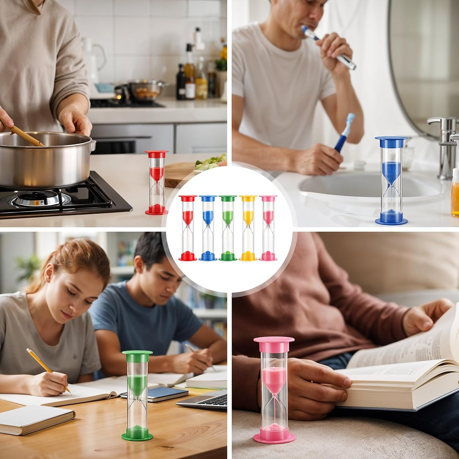 50 Pcs 2 Minute Sand Timer for Kids, 2 Minute Sand Timer, Mini Hourglass Bulk Sands Clock Timers Hourglass Sandglass Clock, Countdown Bulk Set Timers in Kitchen Games Office (Colorful)