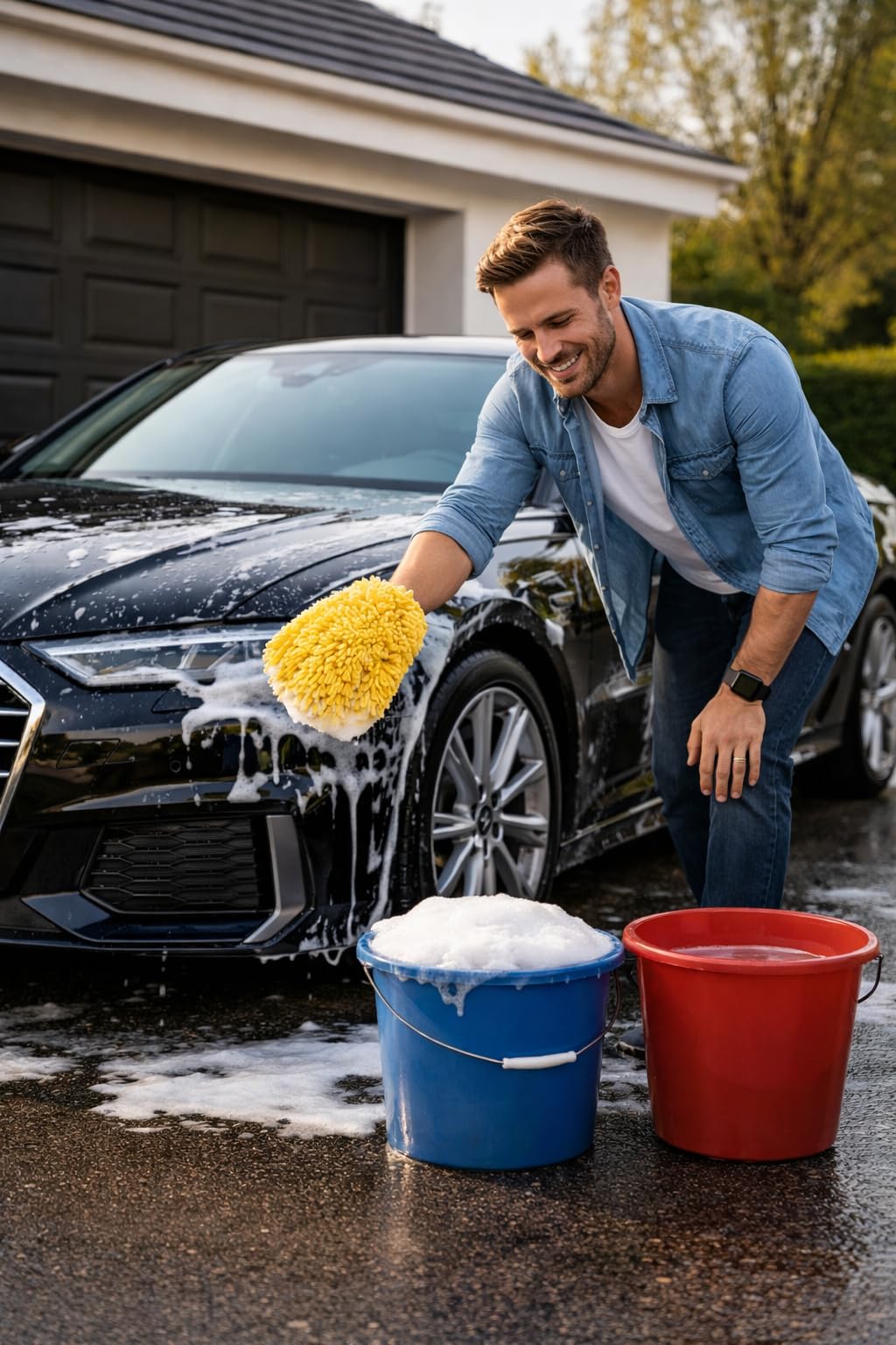 Dellwing Wash & Wax Shampoo auto concentrato 10 l, shampoo auto con cera, lavaggio e cura esterna, Made in Germany