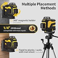 Vista 5 de IKOVWUK Laser Level, 3x360° Cross Line Laser for Construction and Picture Hanging, 12 Green Lasers with Self-leveling, 3D Vertical & Horizontal