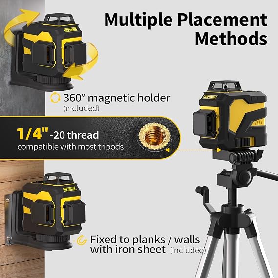 IKOVWUK Laser Level with 12 Green Lines, Built-in 5200 mAh Li-ion Battery