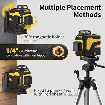 IKOVWUK Laser Level with 12 Green Lines, Built-in 5200 mAh Li-ion Battery
