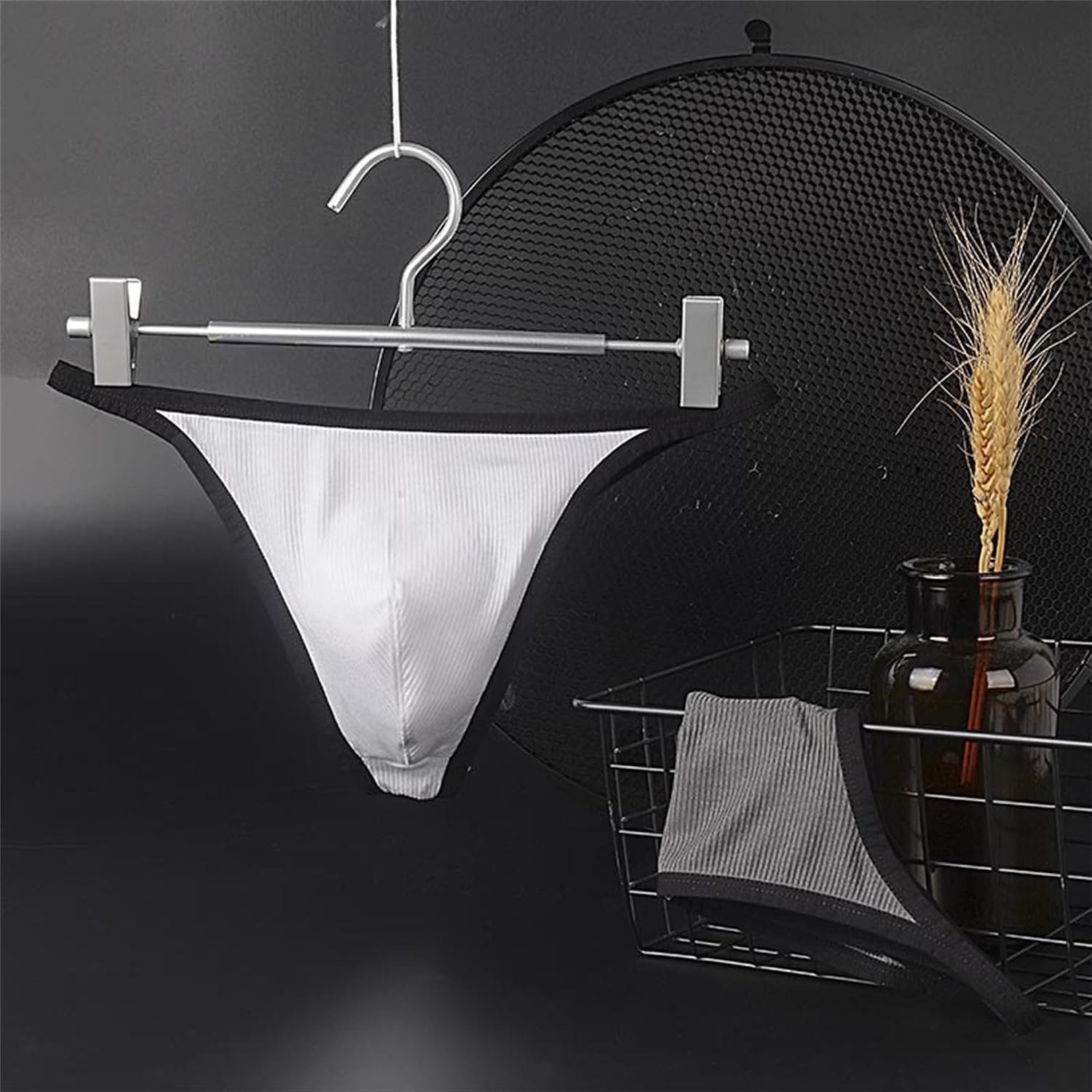 JEsilunmaMY Men's Stretch Ribbed Bikini Briefs Low Rise Bulge Pouch Boxer Briefs Cotton Comfortable G-String Underwear