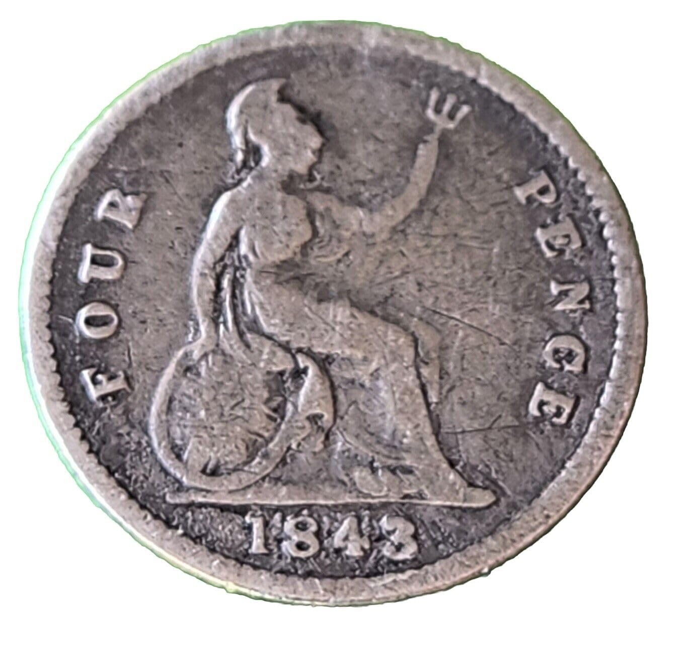 1832 -1862 British Four Pence (Groat), Minted Under Queen Victoria, The Most Powerful Monarch and Woman In History. 4 Pence, Monetized And Guaranteed By The British Government. Graded By Seller Worn Condition