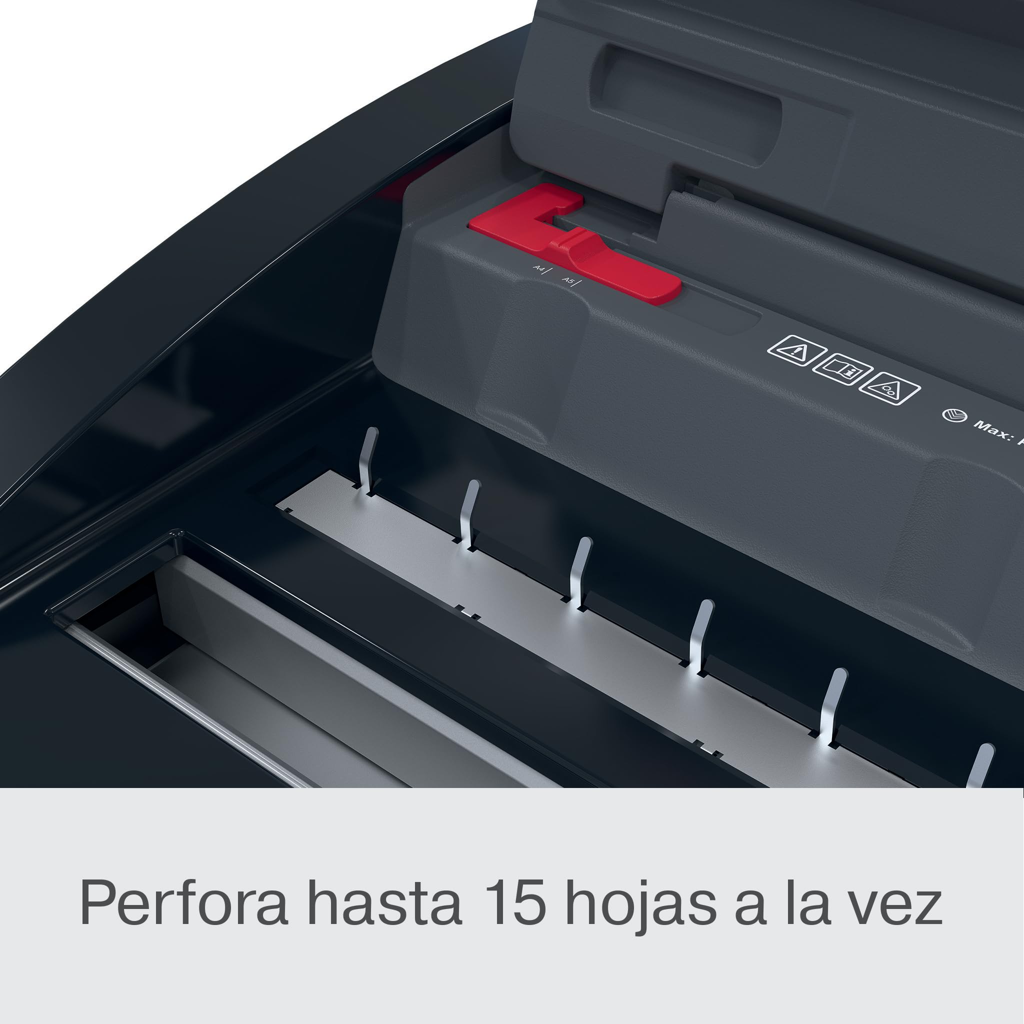 GBC 4410066 - Encuadernadora Eléctrica WireBind WB15E, Encuaderna 125 Hojas A5/A4, Perforadora Eléctrica con LED Antiatasco, Perfora 15 Hojas, Negro/Plata