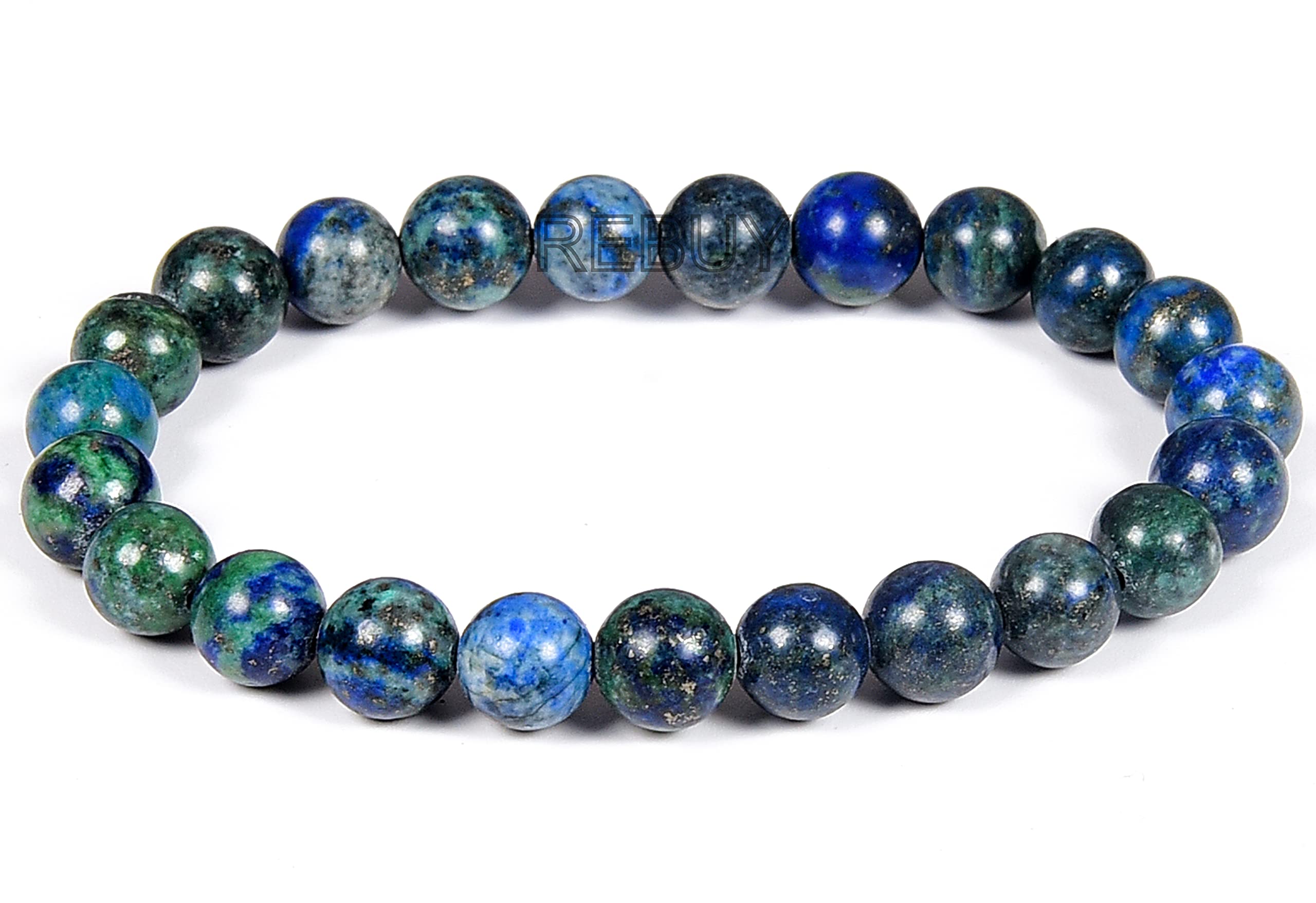 REBUY Azurite Stone Bracelet Natural Gemstone Bracelet for Men & Women, Color Blue, Bead Size 8 MM, Lab Certified (B07WP9XHNL) Amazon Price History, Amazon Price Tracker