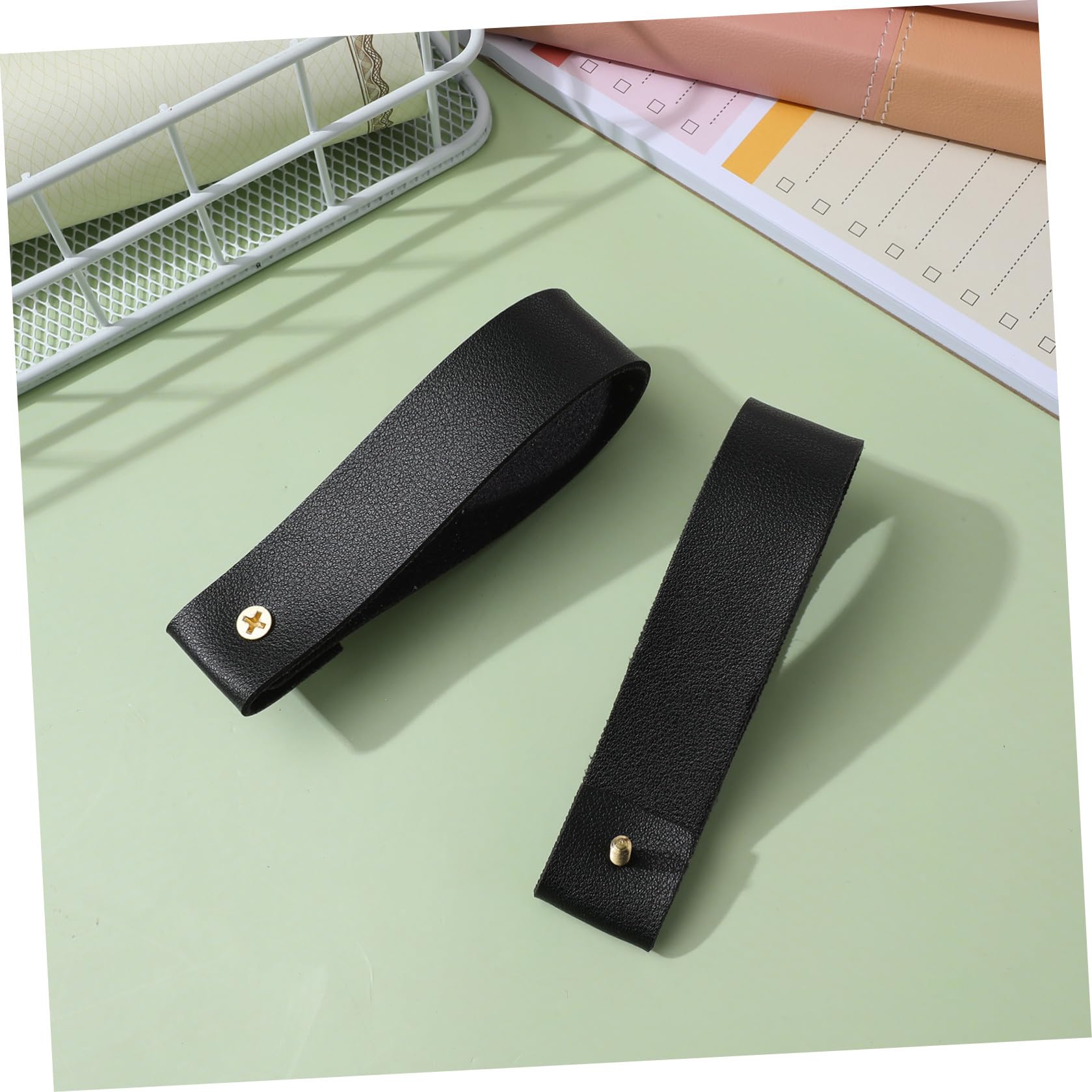 Artibetter 4 Pezzi Supporto Bastone Tende da Muro in Cuoio Nero Stile