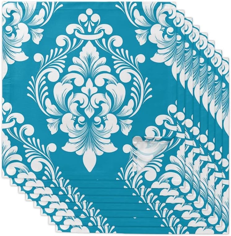 Vintage Damask Pattern Sky Cloth Napkins Birthday Banquet Wedding Decor Restaurant Supplies Table(8pcs)