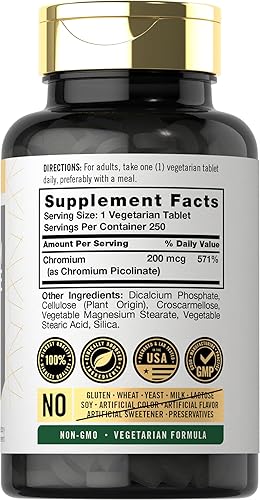 Miniatura 2 de Carlyle picolinato de cromo 200 mcg | 250 tabletas | vegetariano, sin OMG, sin gluten |