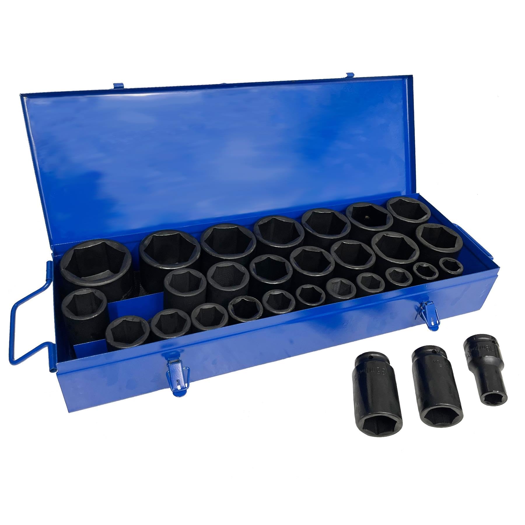 Ab Tools 3/4In Drive Deep Metric Impact Impacted Socket Set 6 Sided 19Mm – 65Mm 29Pc