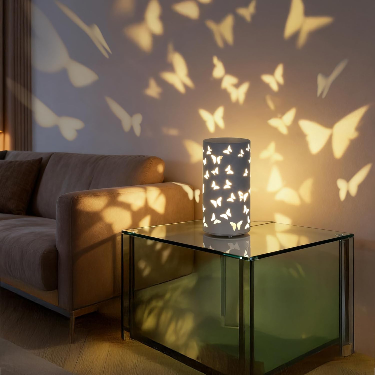 Butterfly Night Light - USB Table Lamp with Rotating Projection, Portable Bedside Light for Bedroom, Coffee Shop, Gifts for Women, Mom, Birthday