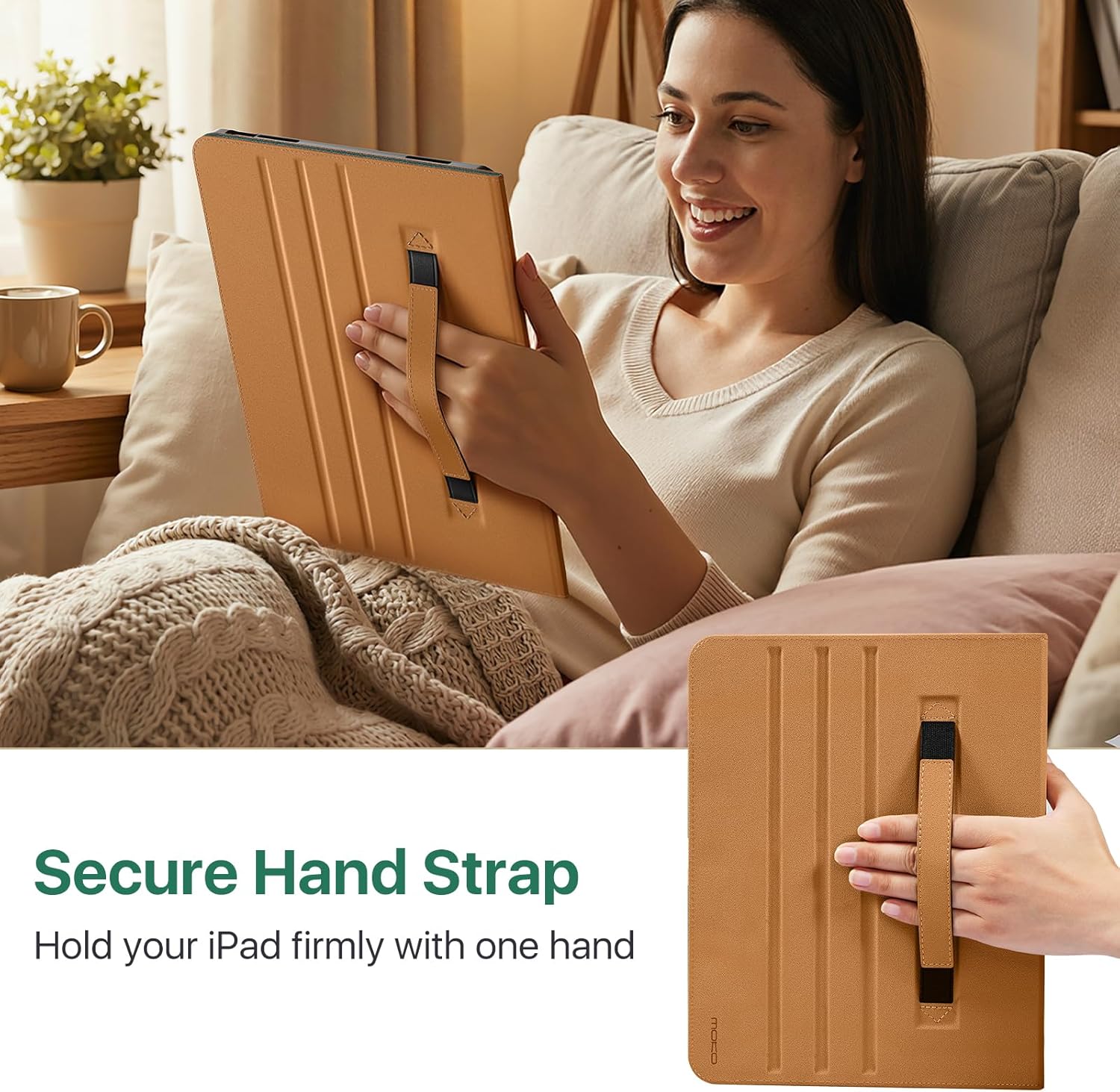 MoKo Case for iPad Air 13-inch (M4) 2026 / (M3) 2025 / (M2) 2024 with Pencil Holder & Hand Strap & Pocket, Premium Leather Folio Stand Cover, Multiple Viewing Angles, Green