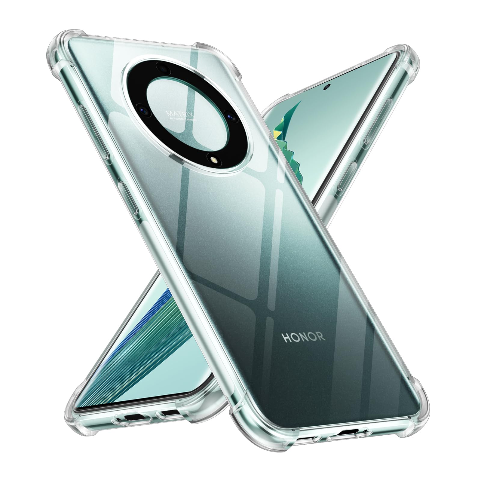 Cover TPU Sfumata Per Huawei Honor Magic5 Pro - Custodia Morbida Silicone Con Effetto Gradiente Rosa E Verde - Antiurto E Antigraffio