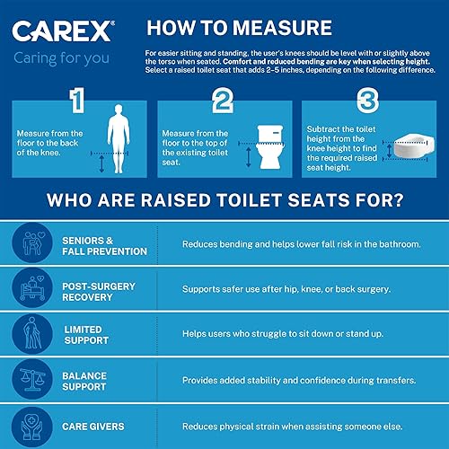 Vista 2 de Carex Health Brands Carex E-Z Lock Raised Toilet Seat, Adds 5 Inches to Toilet Height, Elderly and Handicap Toilet Seat with Handles